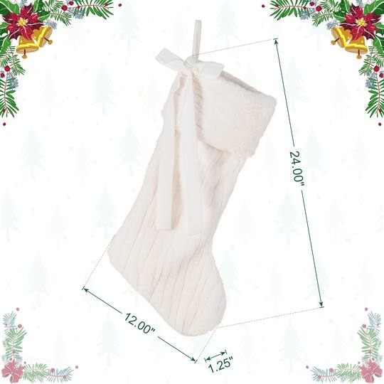 Glitzhome® 24" White Textured Plush Christmas Stocking